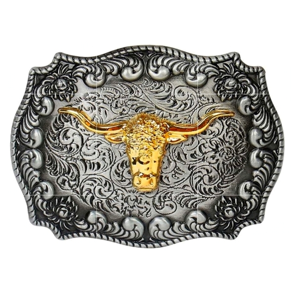 Lot De 5 Conchos Western Longhorn Berry Dorés, Avec Dos à Vis
